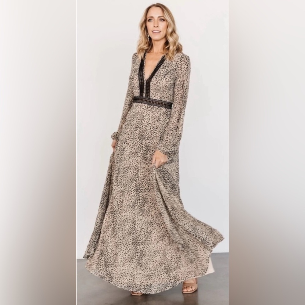 Baltic Born Beige and Black Printed Maxi Dress